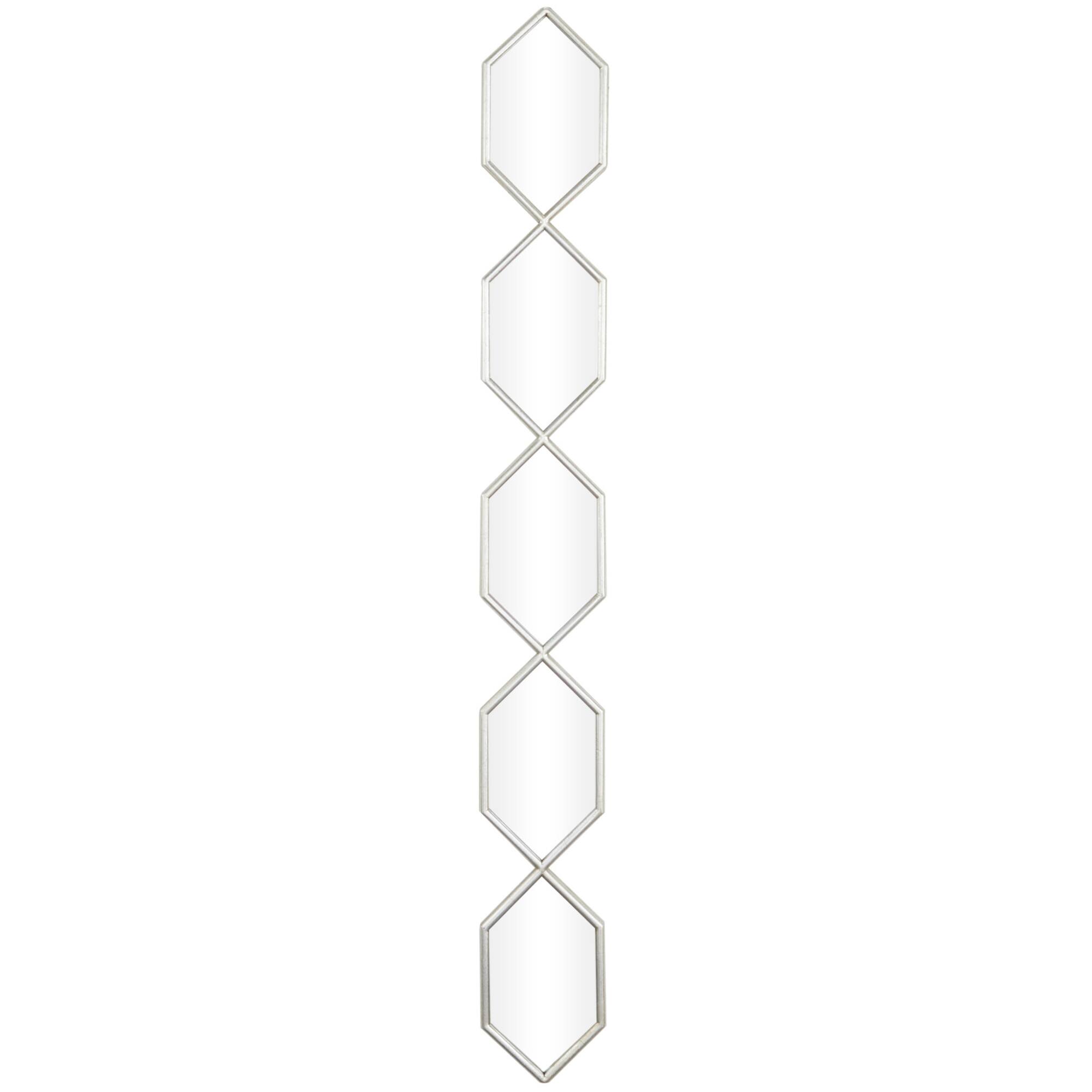 Silver Metal Slim Stacked Chain 5 Layer Wall Mirror with Trellis Pattern 7" x 1" x 59"